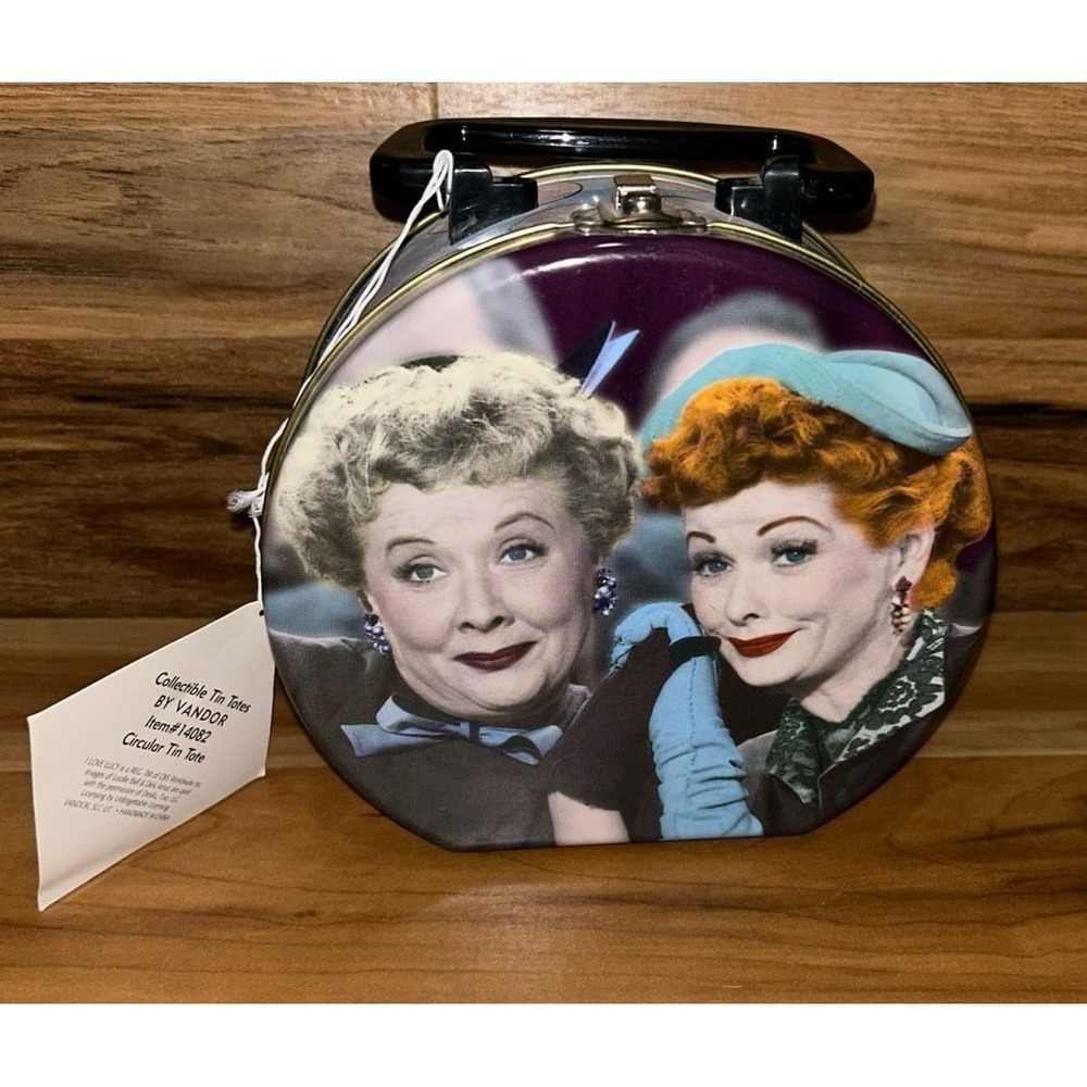 Vintage Collectible I LOVE LUCY: Round Tin Lunch‎ Box by Vandor, NWT